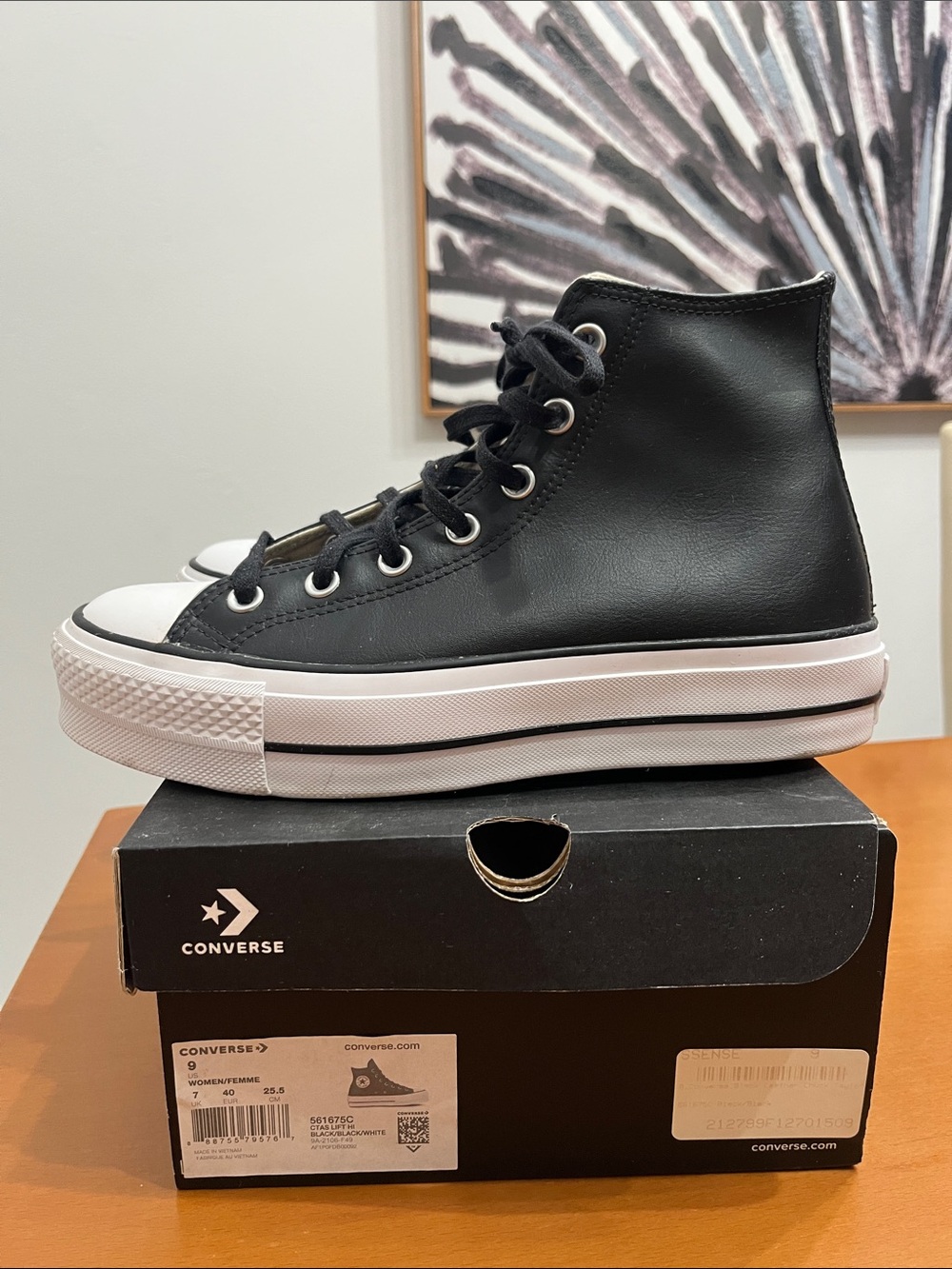 Converse Black Leather High-Top Sneakers